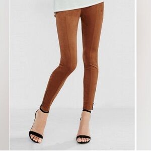 Express brown chestnut faux suede ankle zip leggings size medium